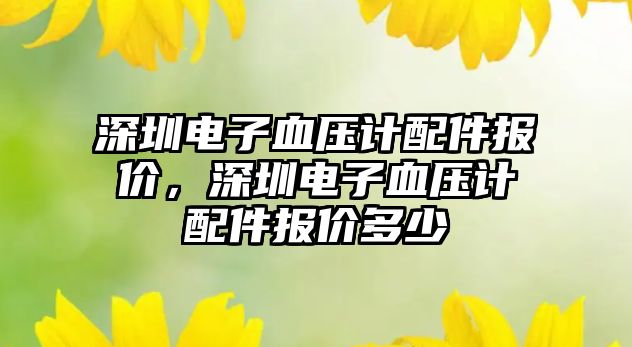 深圳電子血壓計配件報價，深圳電子血壓計配件報價多少